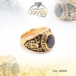 Anillo de Acero Graduacion Piedra Dorado Vintage, 1971 NegroTalla 13 - 860834