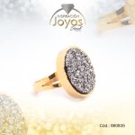 Anillo de Acero Variado Piedra Dorado Volcánica Talla 6 - 860835