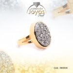 Anillo de Acero Variado Piedra Dorado Volcánica Talla 7 - 860836