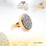 Anillo de Acero Variado Piedra Dorado Volcánica Talla 8 - 860837