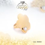 Anillo de Acero Variado Nácar Dorado Flor Talla 9 - 860850