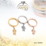 Anillo de Acero Variado 3 Tonos Colgante Talla 9 - 860854