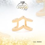 Anillo de Acero Variado Dorado Doble V Talla 6 - 860855