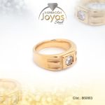 Anillo de Acero Caballero Circón Dorado Solitario BlancoTalla 8 - 860862 - Imagen 3