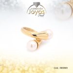 Anillo de Acero Variado Perla Dorado Esfera Talla 6 - 860869