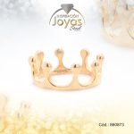 Anillo de Acero Variado Dorado Corona Talla 7 - 860873