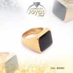 Anillo de Acero Caballero Piedra Dorado Cuadrado NegroTalla 11 - 860882