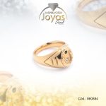 Anillo de Acero Caballero Circón Dorado Óvalo Verde, BlancoTalla 10 - 860884