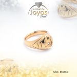 Anillo de Acero Caballero Circón Dorado Óvalo Verde, BlancoTalla 11 - 860885