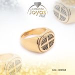 Anillo de Acero Caballero Esmalte Dorado Vintage, Cruz NegroTalla 11 - 860898