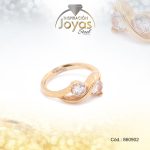 Anillo de Acero Variado Circón Dorado Doble Talla 4 - 860902