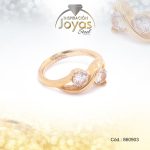 Anillo de Acero Variado Circón Dorado Doble Talla 5 - 860903