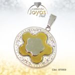 Dije de Acero Aleación Circón 2 Tonos Trébol - 870000