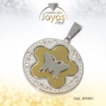 Dije de Acero Aleación Circón 2 Tonos Trébol - 870001