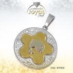 Dije de Acero Aleación Circón 2 Tonos Trébol - 870002