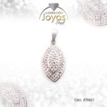 Dije de Acero Aleación Micro Circón Plateado Óvalo - 870021