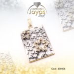 Dije de Acero Aleación Circón 2 Tonos Rectángulo - 870066