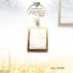 Dije de Acero Religioso Piedra Dorado Blanco Jesús Sagrado Corazón - 870080