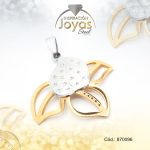 Dije de Acero Aleación Circón 2 Tonos Flor - 870096