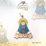 Dije de Acero Religioso Esmalte Dorado Multi Color Virgen de Fátima - 870119