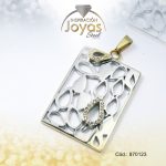 Dije de Acero Aleación Circón 2 Tonos Rectángulo - 870123