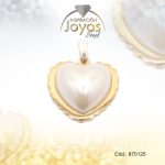 Dije de Acero Aleación Perla Dorado Corazón - 870125