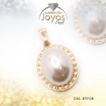 Dije de Acero Aleación Perla Dorado Óvalo - 870128