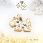 Dije de Acero Aleación Piedra Dorado Multi Color Perro - 870136