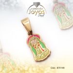 Dije de Acero Religioso Esmalte Dorado Multi Color Virgen de Guadalupe - 870149