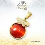 Dije de Acero Aleación Ojo de Gato Dorado Rojo Mariposa - 870152