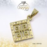 Dije de Acero Aleación Circón Dorado Rombo - 870153