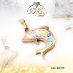Dije de Acero Aleación Piedra Dorado Multi Color Delfín - 870159