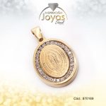 Dije de Acero Religioso Circón Dorado Virgen de Guadalupe - 870169