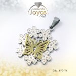 Dije de Acero Aleación Circón 2 Tonos Mariposa - 870171