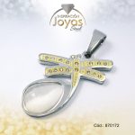 Dije de Acero Aleación Ojo de Gato Plateado Libélula - 870172