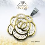 Dije de Acero Aleación Circón 2 Tonos Flor - 870175