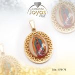 Dije de Acero Religioso Esmalte Dorado Multi Color Virgen de Guadalupe - 870176