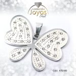 Dije de Acero Aleación Circón Plateado Mariposa - 870180