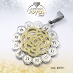 Dije de Acero Aleación Circón 2 Tonos Flor - 870184