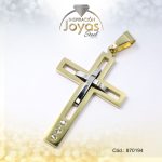 Dije de Acero Religioso Circón 2 Tonos Cruz - 870194