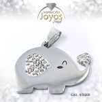 Dije de Acero Aleación Micro Circón Plateado Elefante - 870200