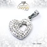 Dije de Acero Aleación Micro Circón Plateado Corazón - 870206