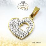 Dije de Acero Aleación Micro Circón Dorado Corazón - 870208