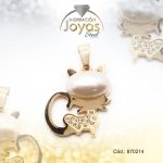 Dije de Acero Aleación Perla Dorado Gato - 870214