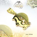 Dije de Acero Aleación Circón Dorado Delfín - 870244