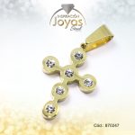 Dije de Acero Religioso Circón Dorado Cruz - 870247