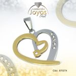 Dije de Acero Aleación Circón 2 Tonos Corazón - 870274