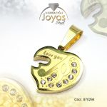 Dije de Acero Aleación Circón Dorado Corazón - 870294