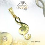 Dije de Acero Aleación Circón Dorado Nota Musical - 870302