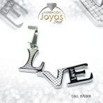 Dije de Acero Aleación Circón Plateado Love - 870308